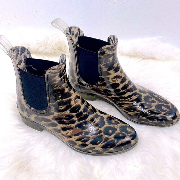 J.Crew | animal print ankle rain booties 8.0 leopard , cheetah print . - Picture 1 of 10